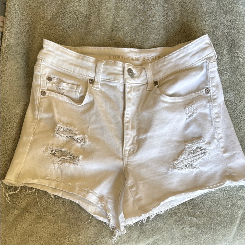 American Eagle Outfitters White Distressed Women's Shorts